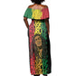 Reggae King Marley Off Shoulder Maxi Dress Typeset Grunge Style