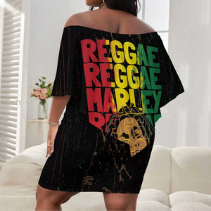 Reggae King Marley Off Shoulder Short Dress Typeset Grunge Style LT7