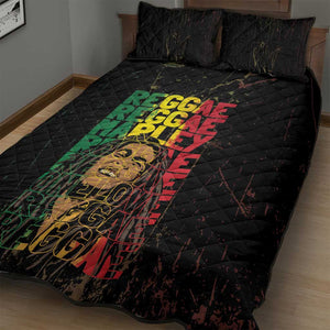 Reggae King Marley Quilt Bed Set Typeset Grunge Style