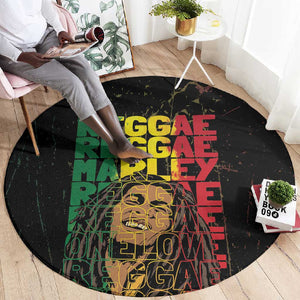 Reggae King Marley Round Carpet Typeset Grunge Style