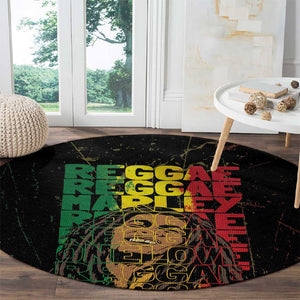 Reggae King Marley Round Carpet Typeset Grunge Style