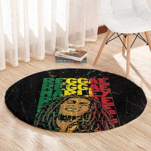 Reggae King Marley Round Carpet Typeset Grunge Style