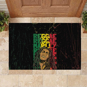 Reggae King Marley Rubber Doormat Typeset Grunge Style