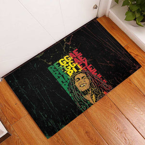 Reggae King Marley Rubber Doormat Typeset Grunge Style