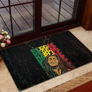 Reggae King Marley Rubber Doormat Typeset Grunge Style