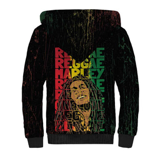 Reggae King Marley Sherpa Hoodie Typeset Grunge Style