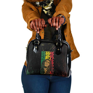 Reggae King Marley Shoulder Handbag Typeset Grunge Style