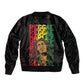 Reggae King Marley Sleeve Zip Bomber Jacket Typeset Grunge Style