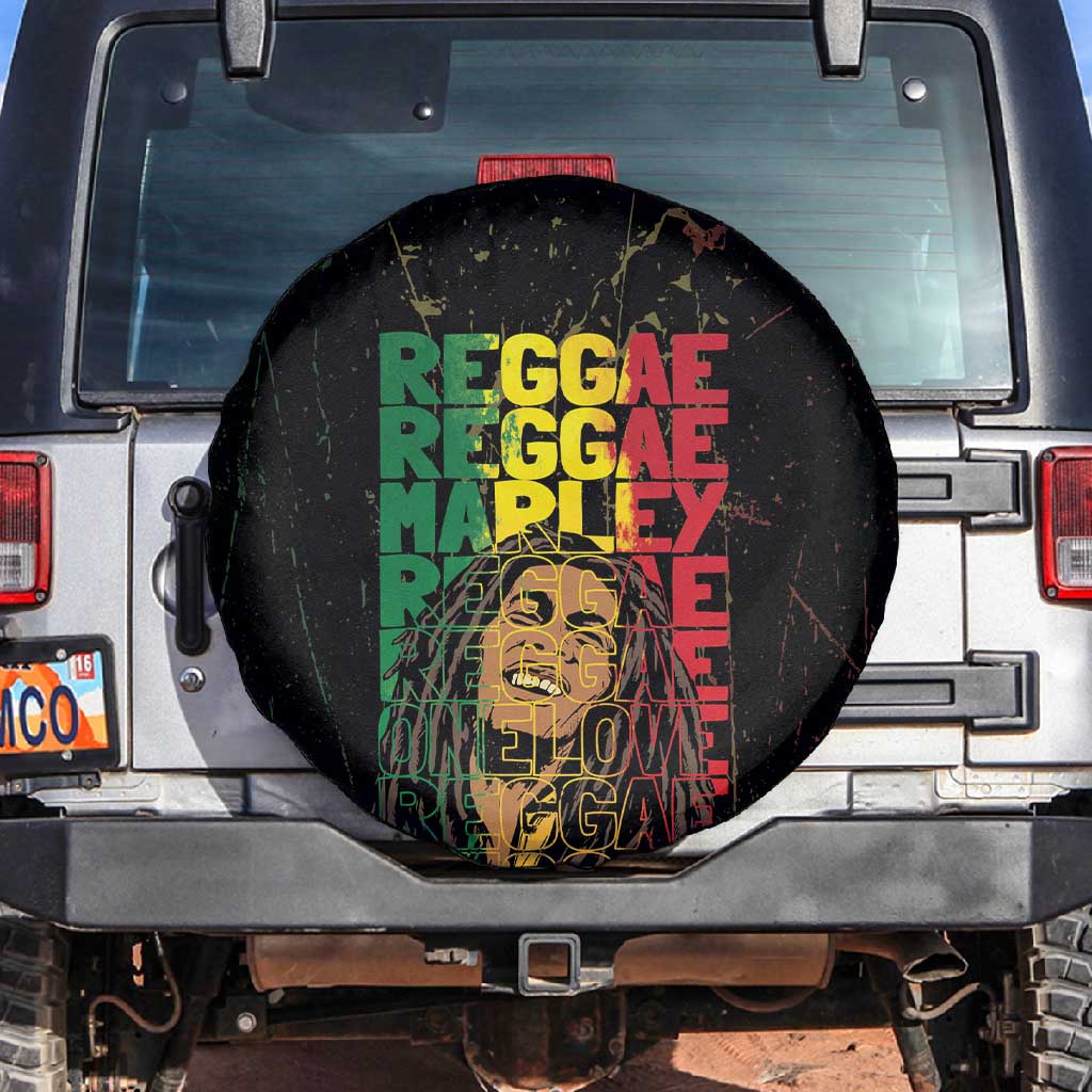 Reggae King Marley Spare Tire Cover Typeset Grunge Style