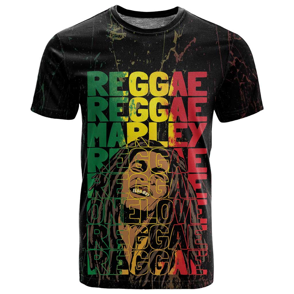 Reggae King Marley T shirt Typeset Grunge Style