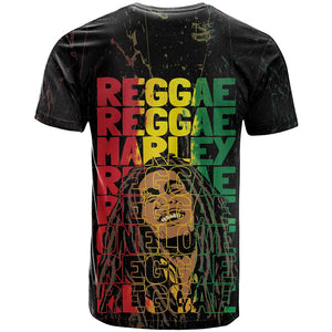 Reggae King Marley T shirt Typeset Grunge Style