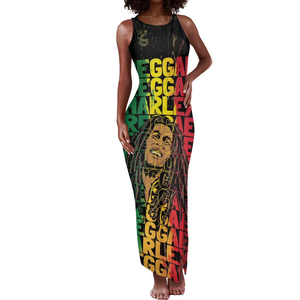 Reggae King Marley Tank Maxi Dress Typeset Grunge Style