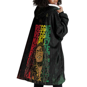 Reggae King Marley Wearable Blanket Hoodie Typeset Grunge Style