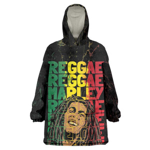 Reggae King Marley Wearable Blanket Hoodie Typeset Grunge Style