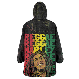 Reggae King Marley Wearable Blanket Hoodie Typeset Grunge Style