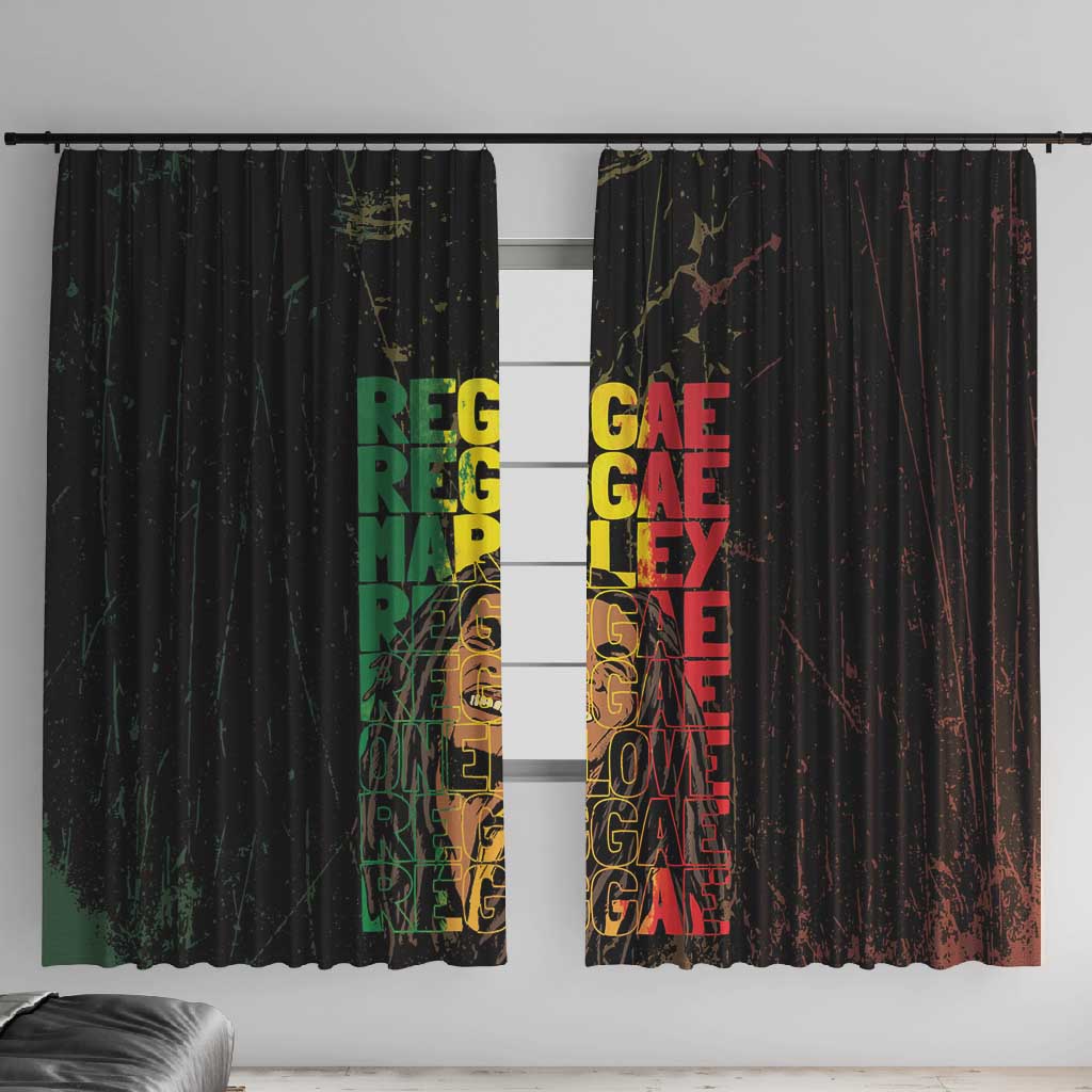 Reggae King Marley Window Curtain Typeset Grunge Style