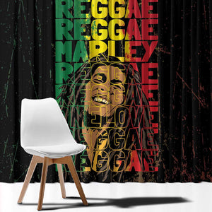 Reggae King Marley Window Curtain Typeset Grunge Style