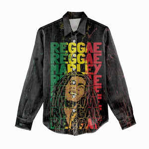 Reggae King Marley Women Casual Shirt Typeset Grunge Style