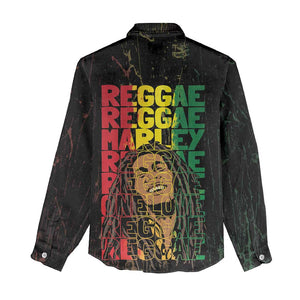 Reggae King Marley Women Casual Shirt Typeset Grunge Style