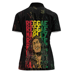 Reggae King Marley Women Polo Shirt Typeset Grunge Style