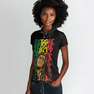 Reggae King Marley Women Polo Shirt Typeset Grunge Style