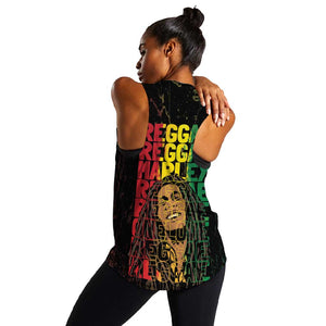 Reggae King Marley Women Racerback Tank Typeset Grunge Style