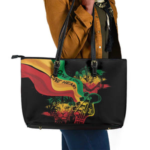 Reggae Day Leather Tote Bag One Love One Heart