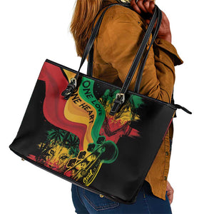 Reggae Day Leather Tote Bag One Love One Heart