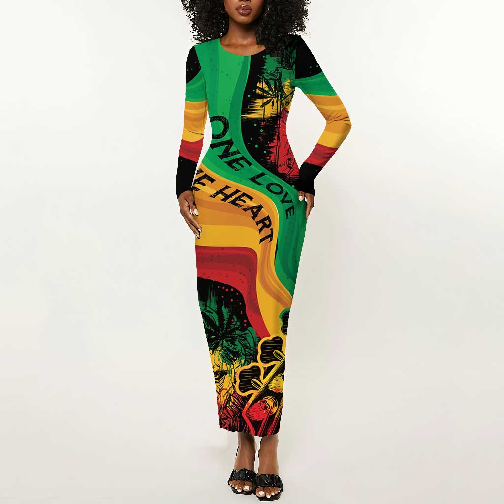 Reggae Day Long Sleeve Bodycon Dress One Love One Heart