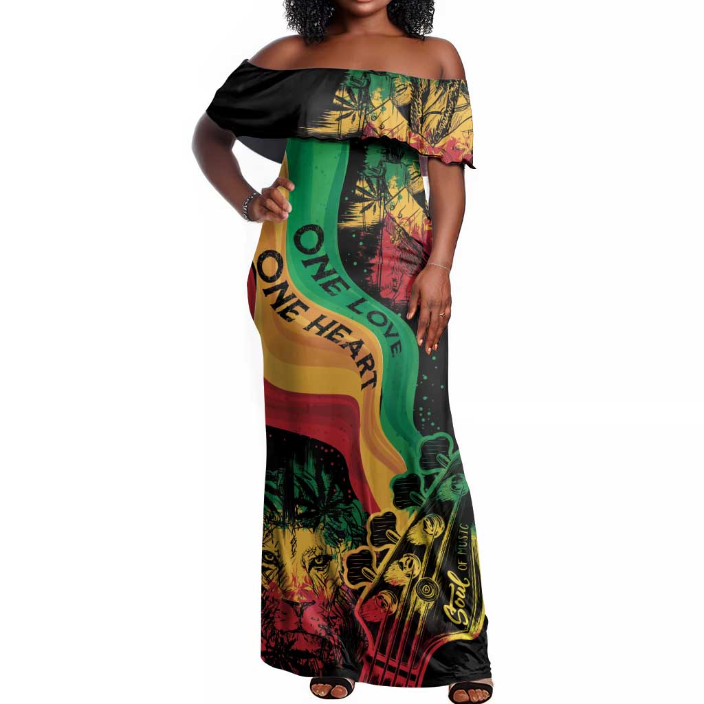 Reggae Day Off Shoulder Maxi Dress One Love One Heart