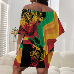 Reggae Day Off Shoulder Short Dress One Love One Heart LT7