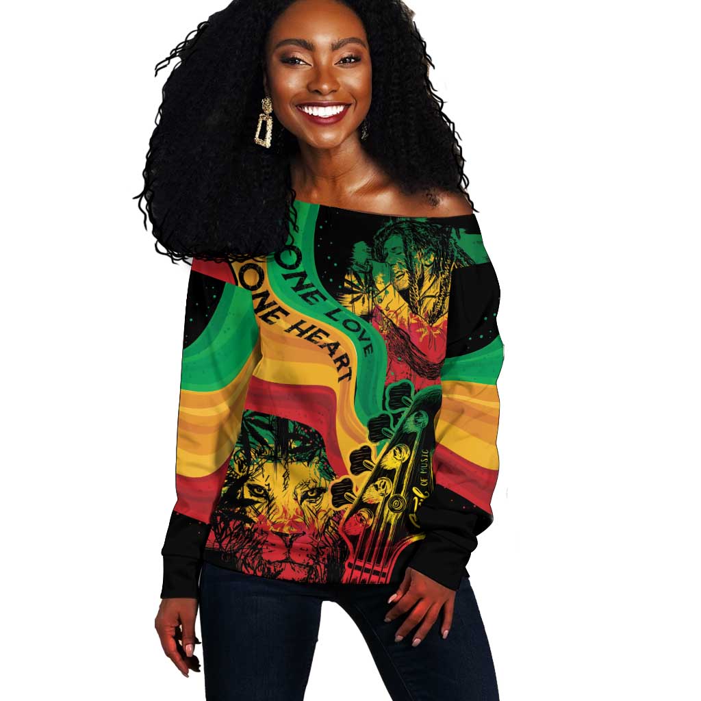 Reggae Day Off Shoulder Sweater One Love One Heart