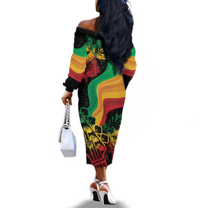 Reggae Day Off The Shoulder Long Sleeve Dress One Love One Heart