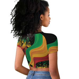 Reggae Day Raglan Cropped T shirt One Love One Heart