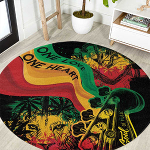 Reggae Day Round Carpet One Love One Heart