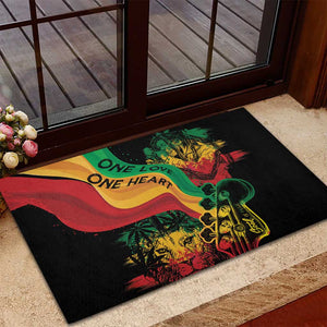 Reggae Day Rubber Doormat One Love One Heart