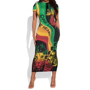 Reggae Day Short Sleeve Bodycon Dress One Love One Heart