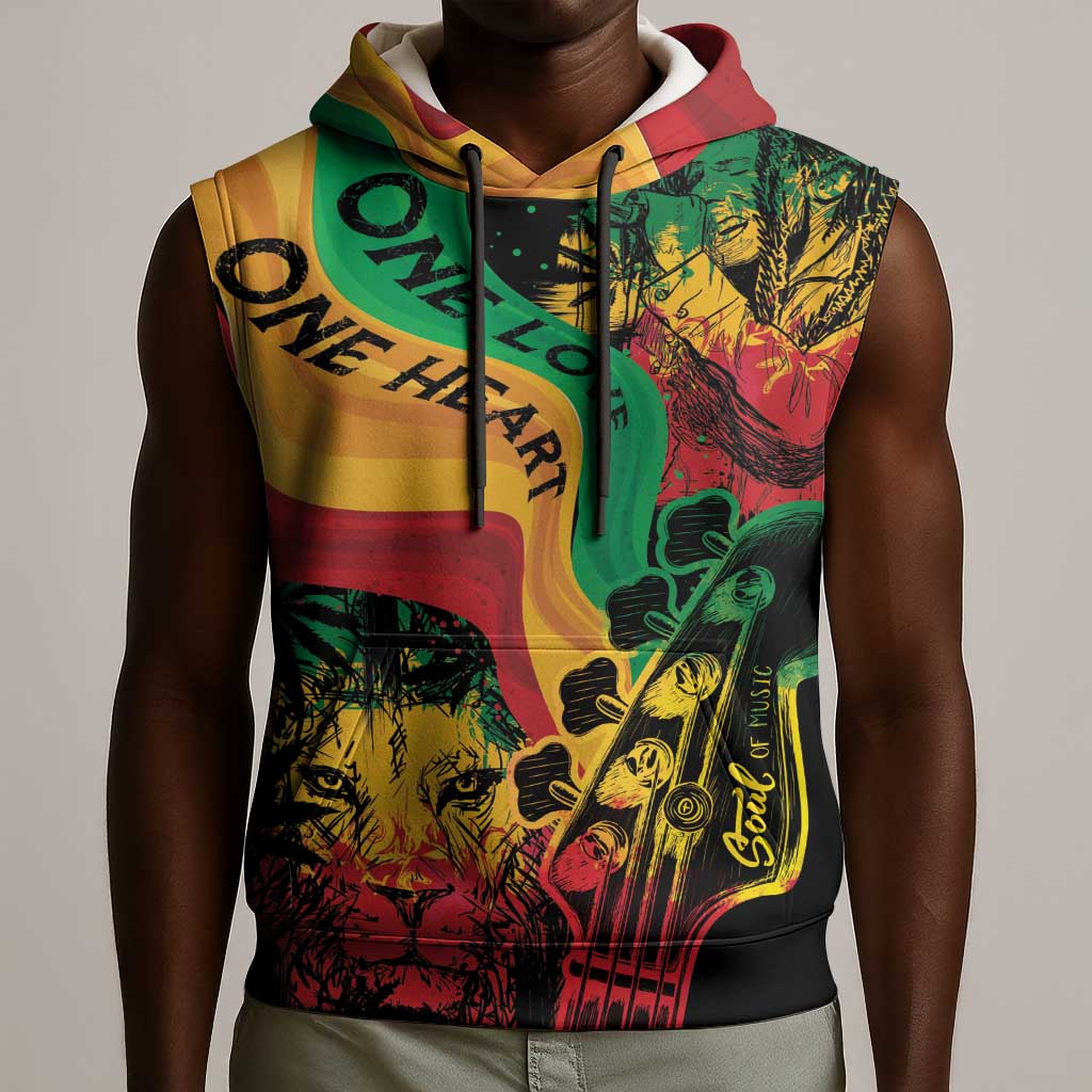 Reggae Day Sleeveless Hoodie One Love One Heart - African Pride