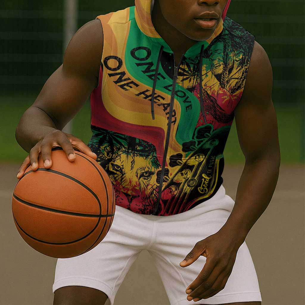 Reggae Day Sleeveless Zip Hoodie One Love One Heart - African Pride