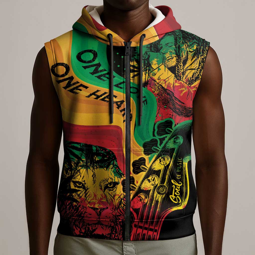 Reggae Day Sleeveless Zip Hoodie One Love One Heart - African Pride