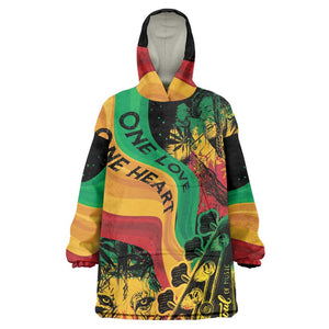 Reggae Day Wearable Blanket Hoodie One Love One Heart