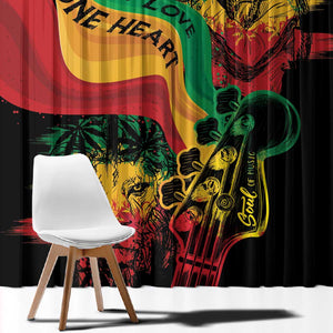 Reggae Day Window Curtain One Love One Heart