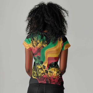 Reggae Day Women V-Neck T-Shirt One Love One Heart