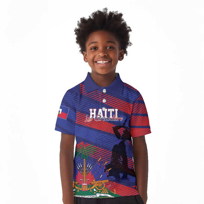 Afro-Haiti Football Personalized Les Grenadiers Kid Polo Shirt Echoes of History LT7