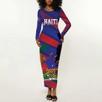 Afro-Haiti Football Personalized Les Grenadiers Long Sleeve Bodycon Dress Echoes of History - African Pride