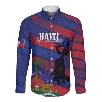 Afro-Haiti Football Personalized Les Grenadiers Long Sleeve Button Shirt Echoes of History - African Pride