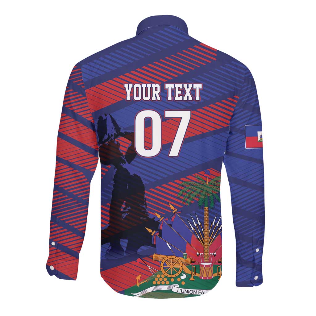 Afro-Haiti Football Personalized Les Grenadiers Long Sleeve Button Shirt Echoes of History - African Pride