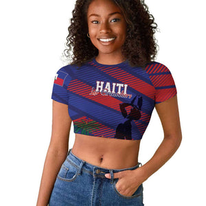 Afro-Haiti Football Personalized Les Grenadiers Raglan Cropped T shirt Echoes of History LT7