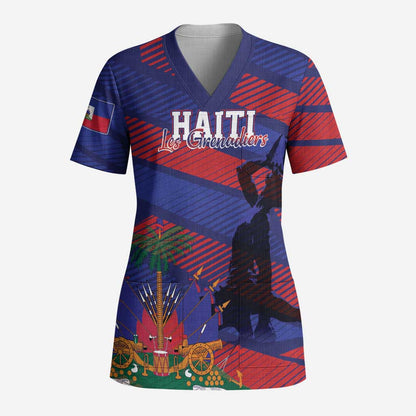 Afro-Haiti Football Personalized Les Grenadiers Scrub Top Echoes of History - African Pride