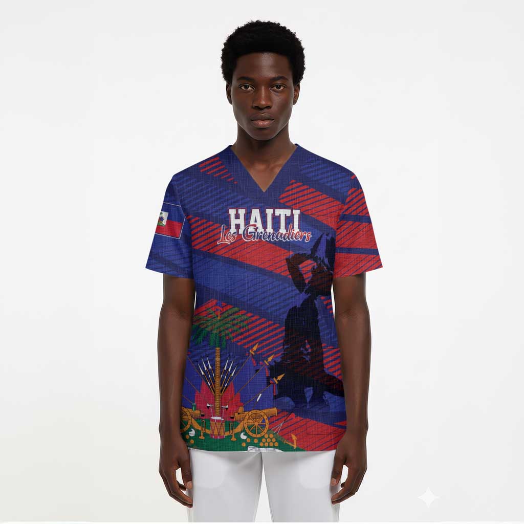 Afro-Haiti Football Personalized Les Grenadiers Scrub Top Echoes of History - African Pride